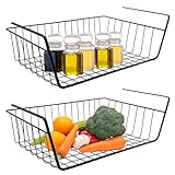 MININUSI 2 Pcs Cesta de Almacenamiento Colgante Para Cocina Cesta de Alambre Para Colgar Cesta de Alambre de Metal Apilables Cesta de Metal Para Almacenaje Negra Para Cocina Despensa Baño Armario