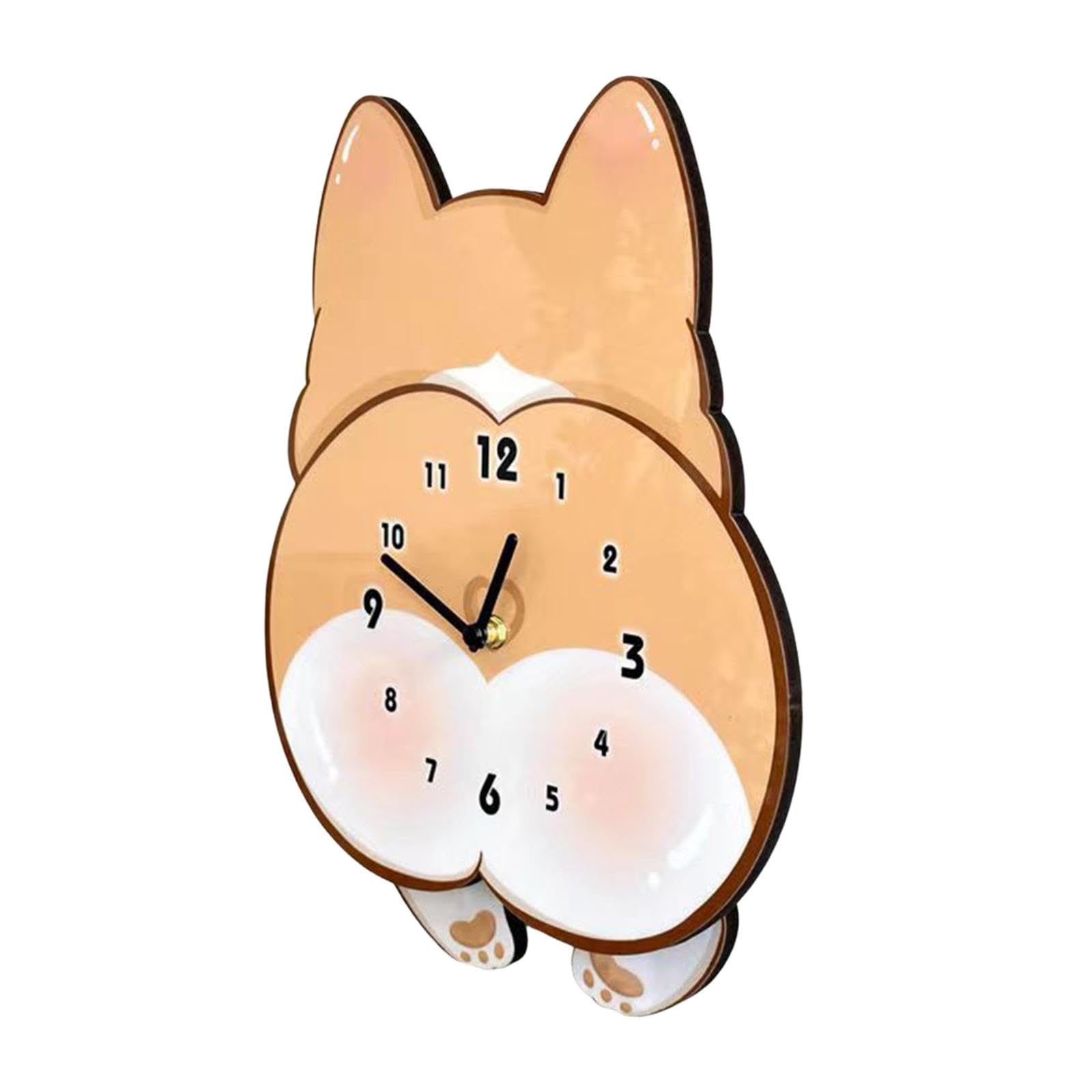 Horloge murale decorative moderne silencieuse en forme de fesses de chien L