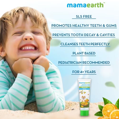 Image of Mamaearth Awesome Orange Toothpaste For Kids With Fluoride - 50 g (Pack of 2) | Sulfate Free | Cleanses Teeth | Provides Healthy Teeth & Gums