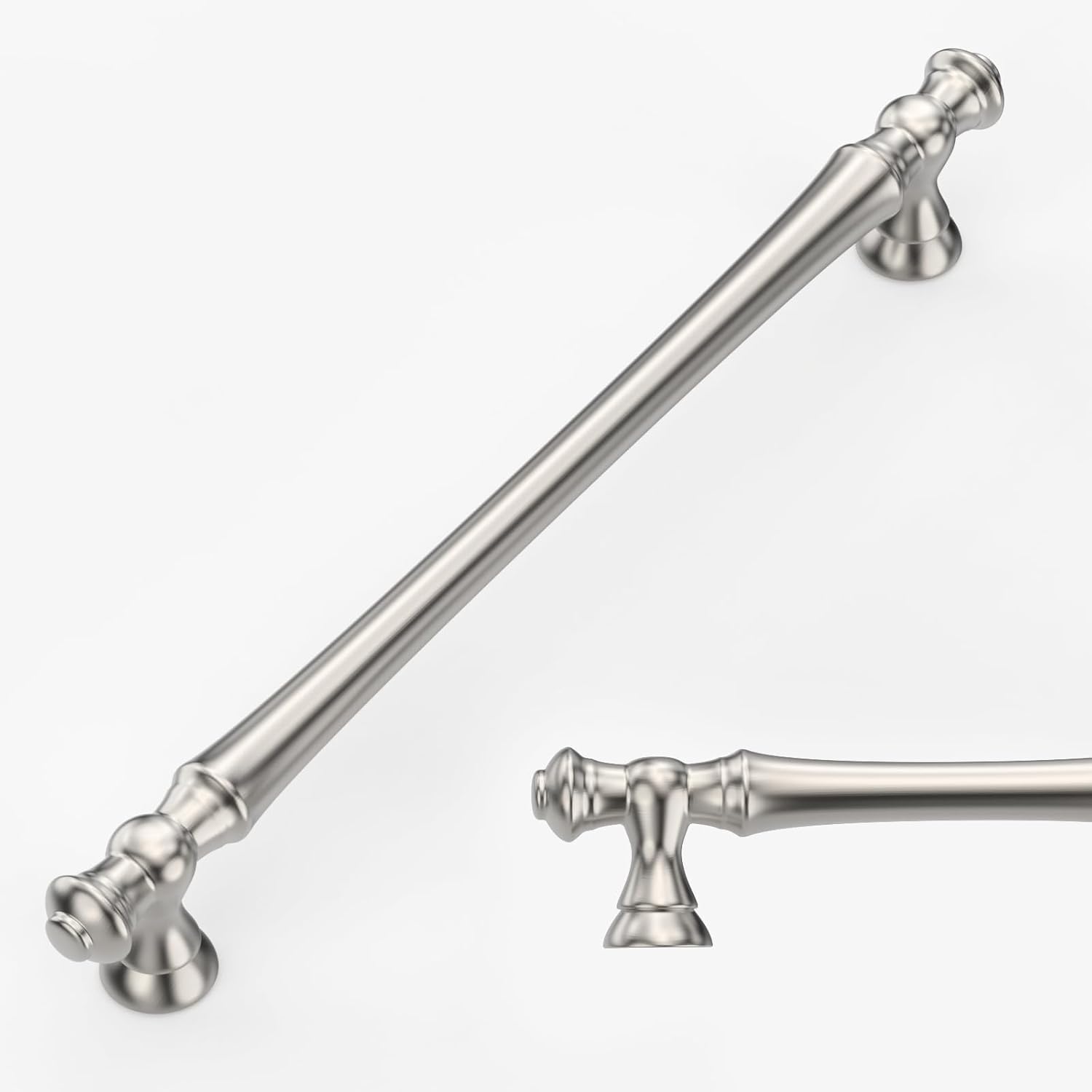 Amerdeco 6 Pack Brushed Satin Nickel Cabinet Pulls 254mm Hole Center Cabinet Hardware Kitchen Cabinet Handles for Bathroom Drawer Pulls Dresser Pulls AM022