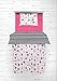 Bacati Owls Girls Cotton 4 Pc Toddler Bedding Set, Pink/Grey