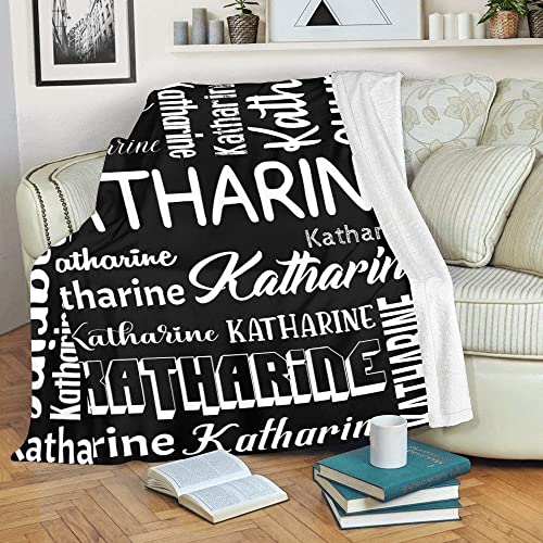 Personalized Blanket for Kids Adults Personalized Name Blanket Custom Blanket with Name Personalized Gifts for Christmas Birthday Valentines Day Mothers Fathers Day (Black&White, 40"x50")