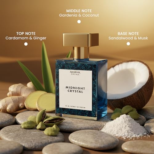 Image of Arabian Aroma Midnight Crystal | Deep Spicy Floral Oriental Scent | Luxurious Long-Lasting Evening Fragrance, Extrait de Parfum, 50 Ml