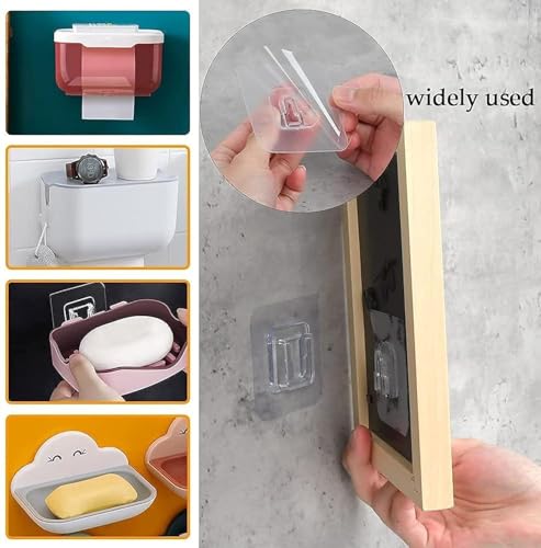 Image of 6 Pack Transparent Self Adhesive Male Female Wall Sticker Hooks Waterproof Sticky Hooks for Home Kitchen Bathroom Hanging Mobile Cases Spike Guards Toilet Brush Photo Frames Accessories