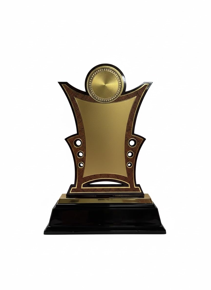 Premium Wooden Memento Award Trophy | Gold Finish Plaque with Sturdy Base for Corporate Events, School Functions, Sports Tournaments & Employee Recognition (13.1 Inches)-image-29