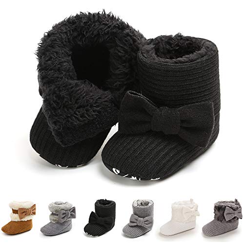 Image of E-FAK Baby Boy Girl Boots Newborn Shoes Winter Snow Bowknot Anti-Slip Soft Sole Warm Infant Toddler Prewalker Booties