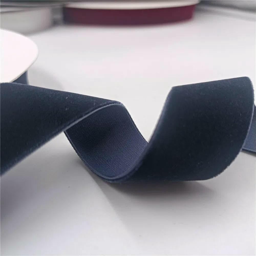 Cinta de terciopelo azul marino de nailon de una sola cara de 25 mm, 3/5/25 yardas, para envolver ramos hechos a mano, decoración para fiestas navideñas en casa (azul marino, 092, 25 mm x
