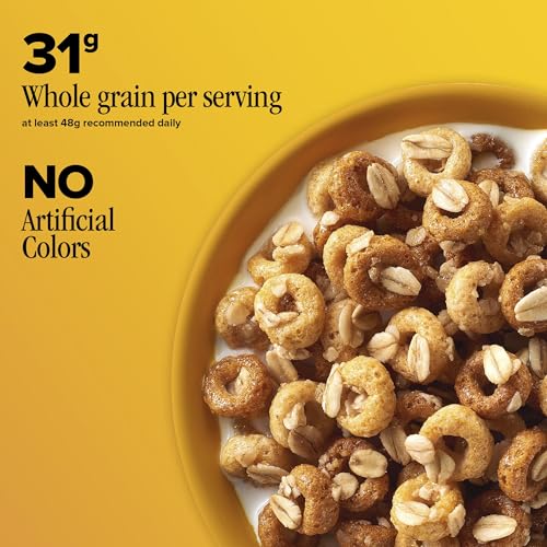Image of Cheerios Oat Crunch Oats 'N Honey Breakfast Cereal, Made with Whole Grain, Large Size, 18.2 oz