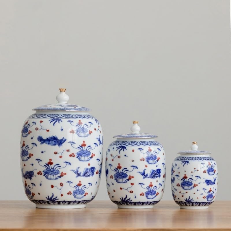LYGSWDB Pojemnik na herbatę Ceramiczne kanistry na herbatę Puszki do przechowywania herbaty Zamknięte puszki Puszki do przechowywania w gospodarstwie domowym Kanistry kuchenne Ceramiczny słoik do