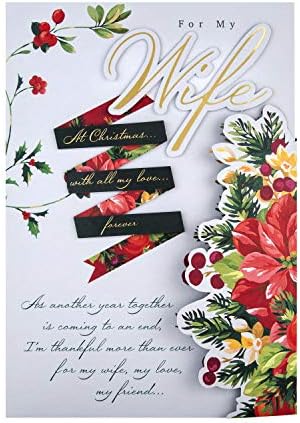 Hallmark Christmas Card for Wife - Traditional 3D Pop-Up Floral Design