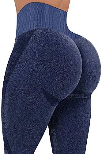 REYTID Anti Cellulite Peach Leggings for Women Booty Lift TIK Tok Leggings High Waist Honeycomb Butt Leggings Textured Yoga Pants