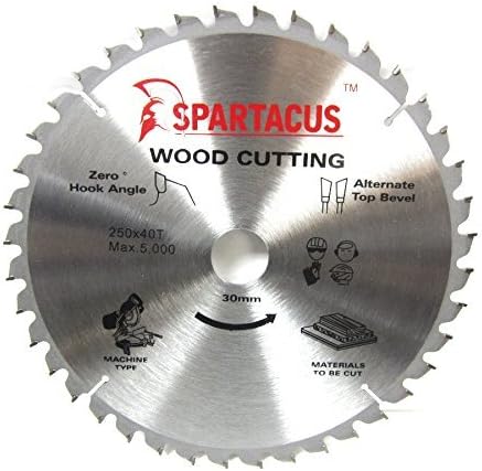Spartacus250mm Diameter x 40 Teeth x 30mm Bore Wood Cutting Mitre Chop Saw Blade Fits Elektra-Beckum UK333 KGT500 KGT550
