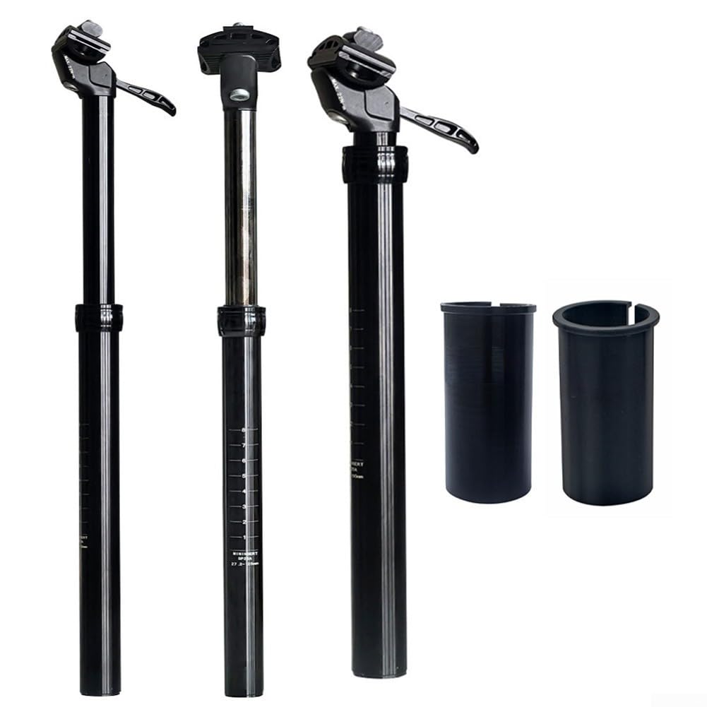 Fahrrad-Sattelstütze, Handregulierung, Öl-Luftmischung, leichte Aluminiumlegierung, verstellbare Federungsdurchmesser, Optionen: 27,2 mm, 28,6 mm, 30,4 mm, maximale Traglast 100 kg, schwarz, Radfahren