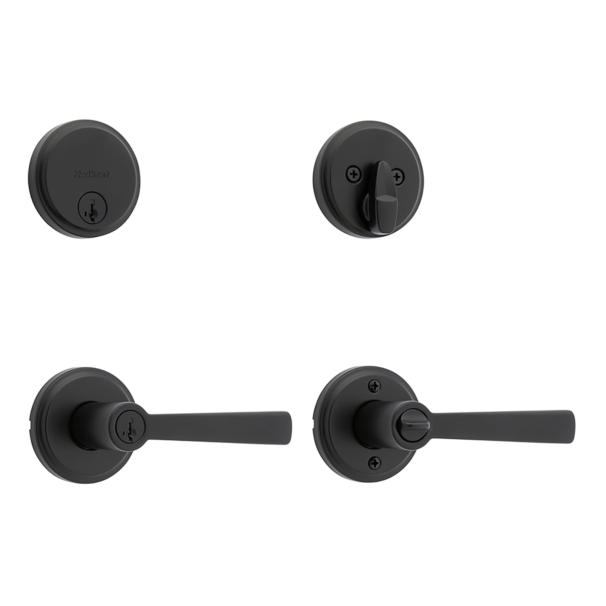 【新品】交換用グロメット_ TK237 Black / PT10 Kwikset Trafford Front Door Lock Handle and Deadbolt Combo Set