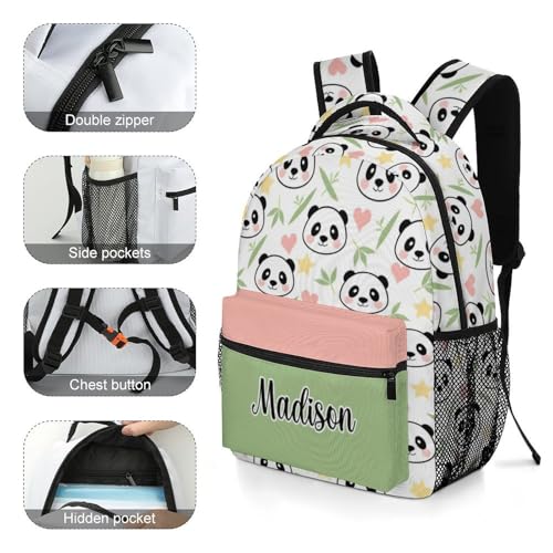 Personalized Cute Panda Pattern School Backpack for Students Children Custom Themed Schoolbag for Girl Boy Casual Bookbag 16 In3