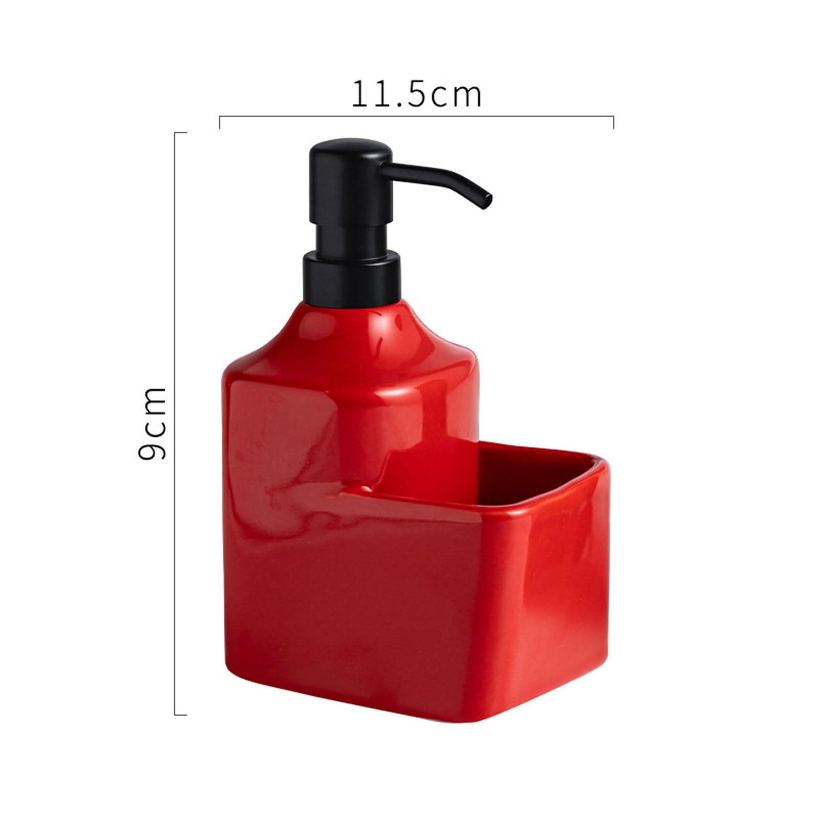 Ręczny dozownik mydła z, Dozownik do mydła 2 w 1 z uchwytem na gąbkę, wielokolorowy, sztuki, ceramiczny(Red)