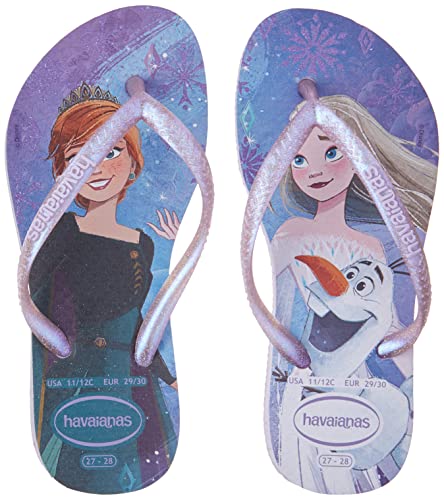 Chinelo Kids Slim Frozen, Havaianas, Meninas, Lilás Calmo/Lilás Moonlight Glitter, 25/26