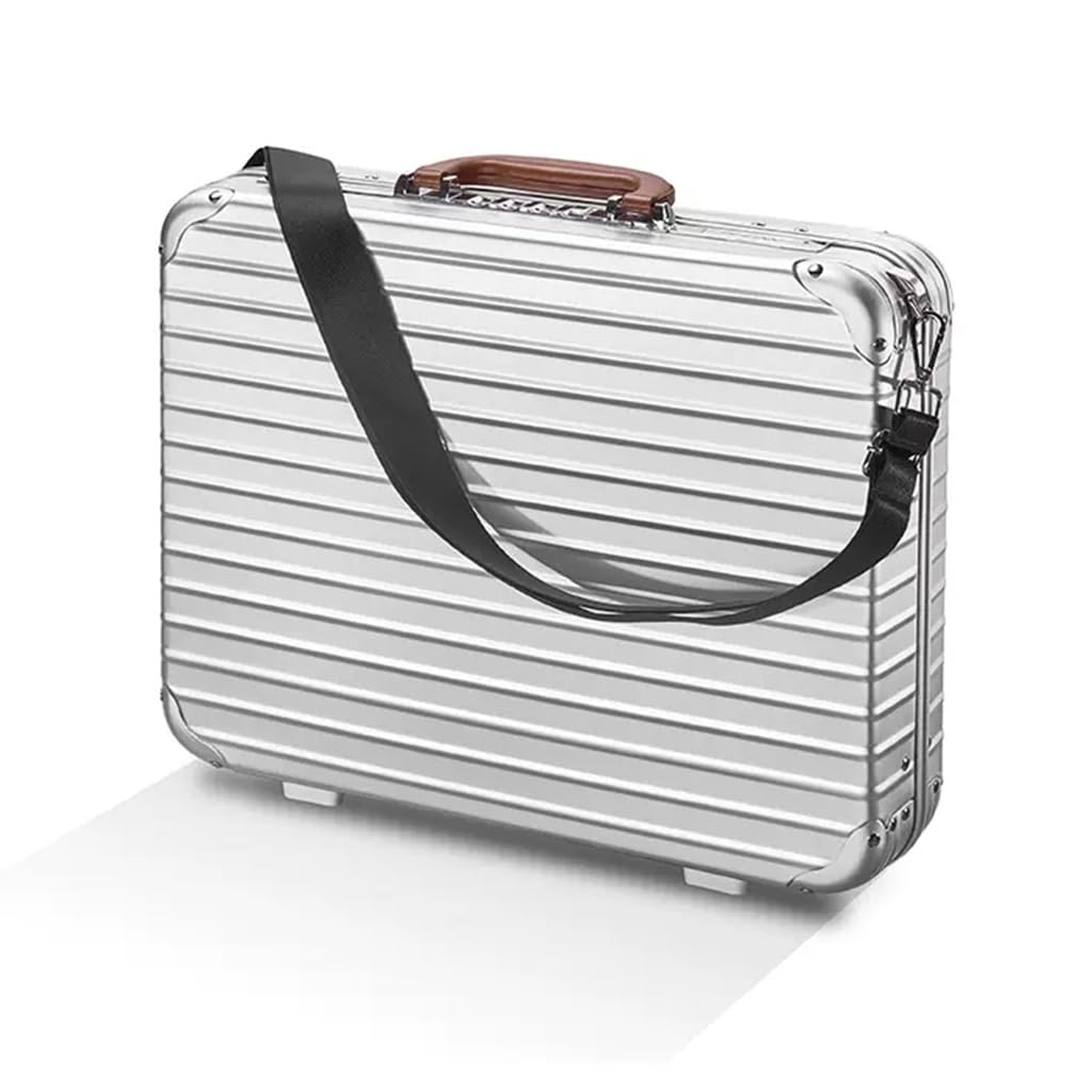 Valigetta da uomo, ventiquattrore in alluminio con cinghie, valigetta da lavoro leggera con interno imbottito, organizer for laptop e documenti, cassetta degli attrezzi for attrezzature domestiche