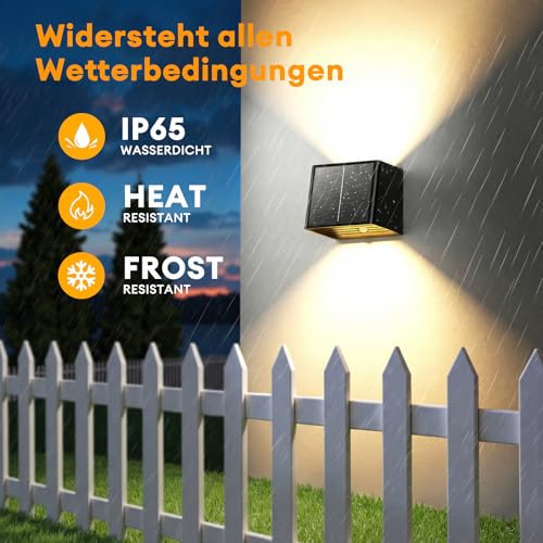 TuyLuxe Solarlampen für Außen 2Pack mit Bewegungsmelder, Solar Wandleuchten – Ansicht 5