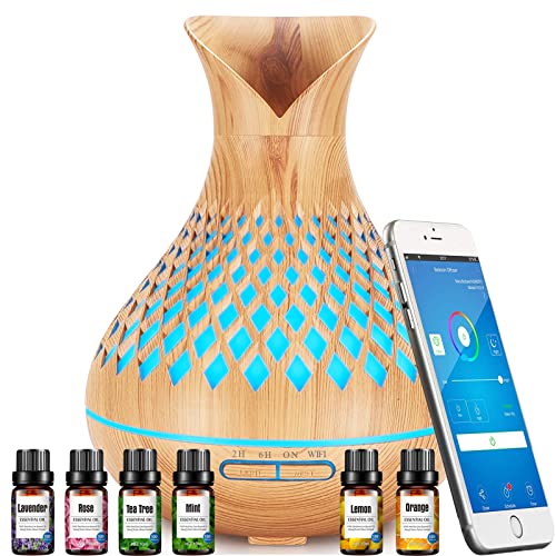 Smart Alexa Aroma Diffuser mit Ätherische Öle Set, 500ml WiFi...