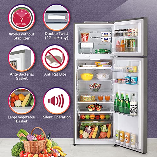 LG 360 L 3 Star Inverter Linear Frost-Free Double Door Refrigerator (GL-T402JDS3, Dazzle Steel, Convertible, 2022 Model) - Image 5