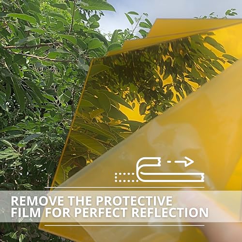 Image of Pack of 4 Acrylic Mirror Sheet 12x12'' - Gold Adhesive Acrylic Mirror Sheets 1 /8'' Thickness Cast Plexiglass with Film Masking for Design DIY Craft