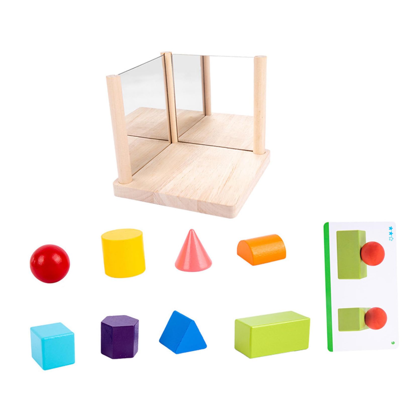 Juego de Bloques de Espejo para Niños, Juguete Cognitivo de Madera Maciza, Tamaño Pequeño, Entrenamiento Lógico y Desarrollo del Pensamiento Espacial, Adecuado para Aprendizaje