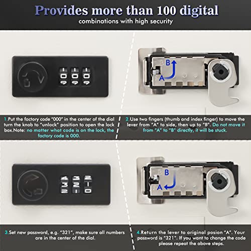 Dalmbox Key Cabinet With Combination Lock, Key Storage Box Wall Mount, Steel Security Locking Key Lock Box With Code, 40 Key Hooks And Key Tag Labels, 8.66 X 3.54 X 12.8 Inch, White #TOP4