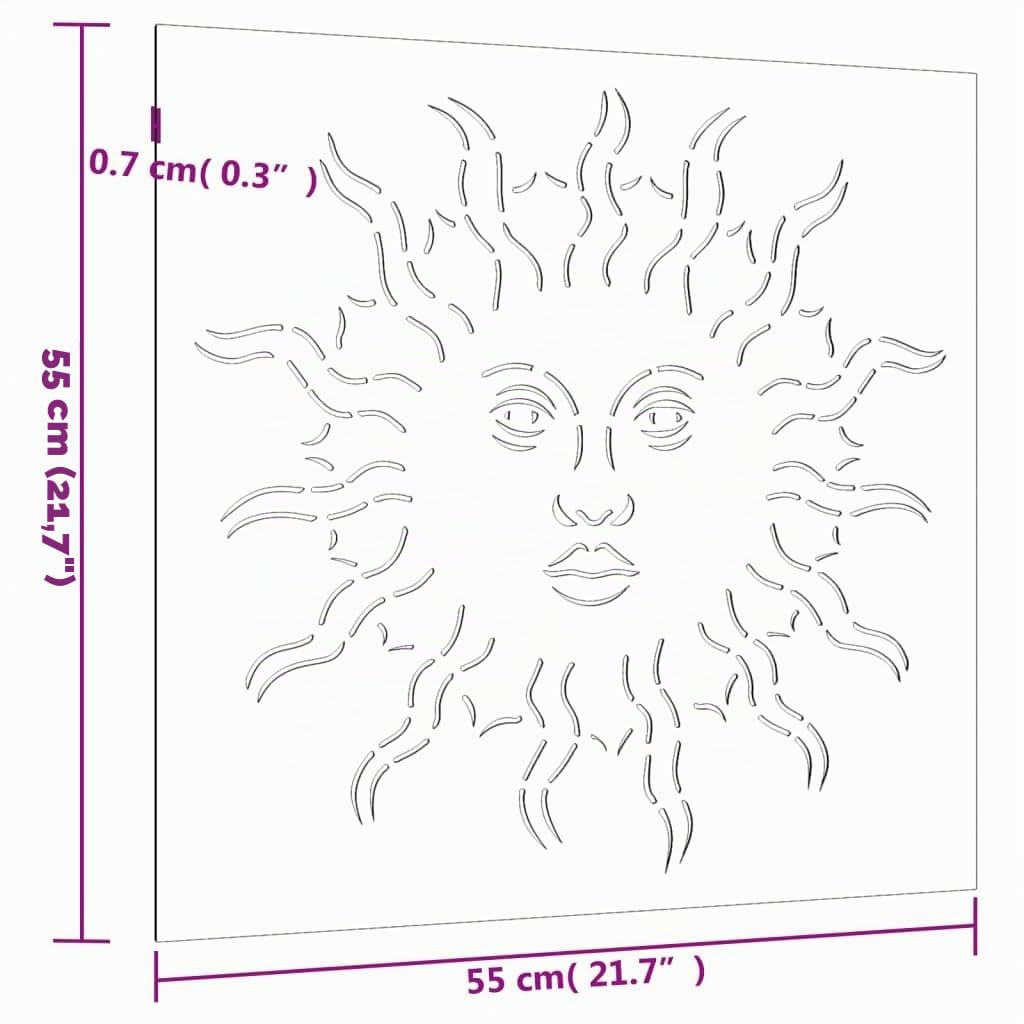 vidaXL Décoration murale jardin 55x55 cm acier corten design du soleil