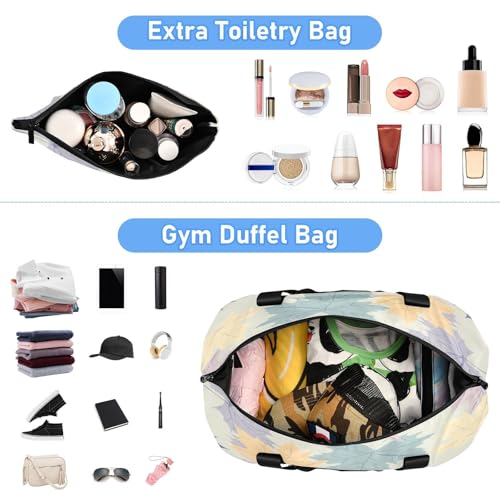 Watercolor Maple Leaf Gym Bag for Women Sport Travel Duffel Bag Shoulder Weekender Overnight Bags with Wet Pocket & Shoe Compartment4