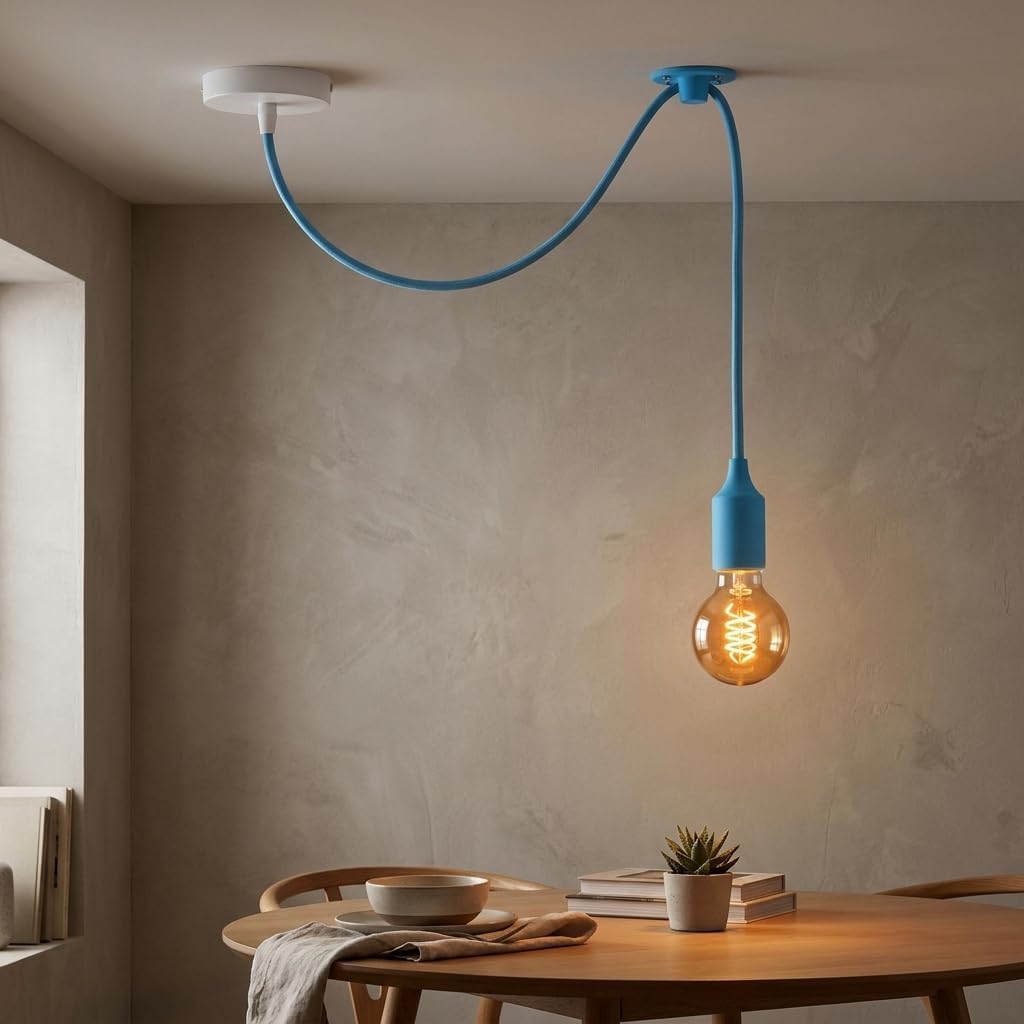 LEDSone Spider Pendant Light E27 Lamp Holder Light Blue
