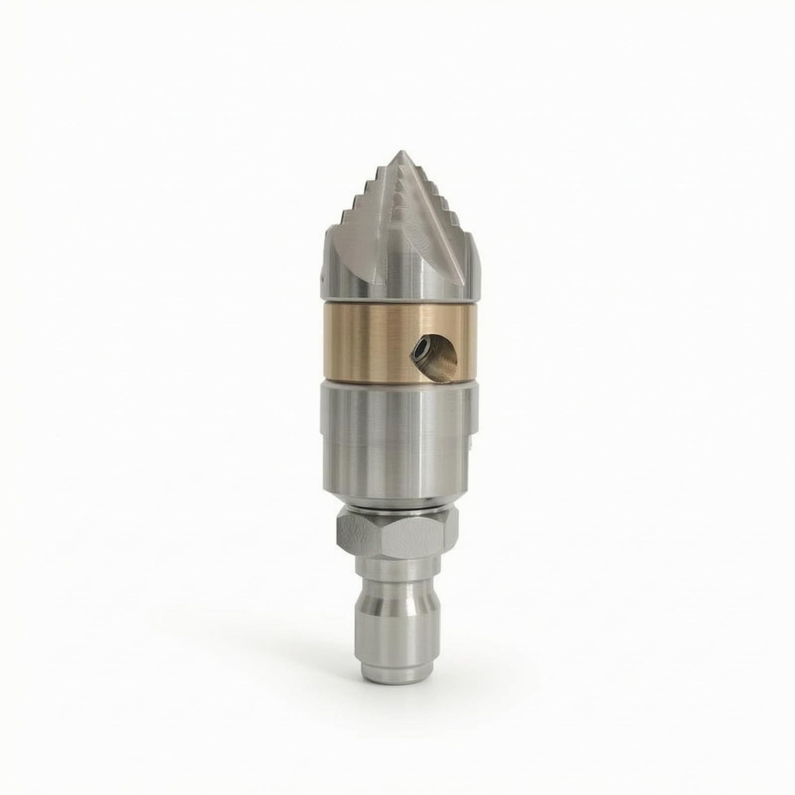Rotativa de Alta Presión de Alcantarillado Cabezal Limpia Tuberías Accesorio Desatascador Acero Inoxidable 304 y Latón Adecuada para Fontanería, 3/8 Pulgada, Conexión Rápida 30L/Min