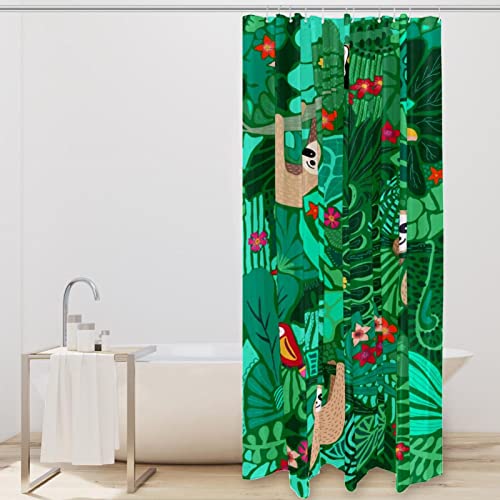 Rideau de douche sans odeur et imperméable à motif feuilles vertes - 3