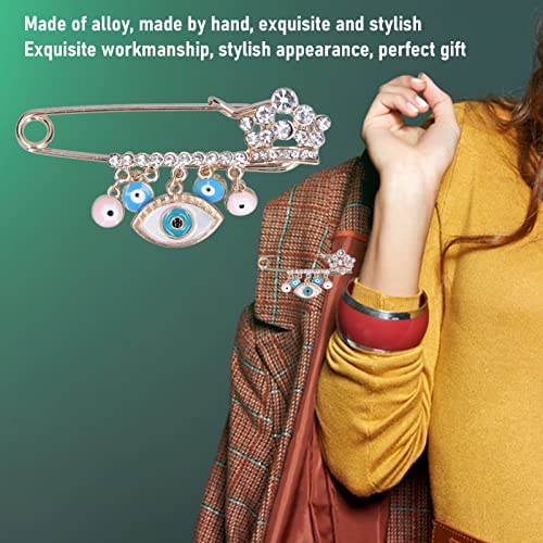 Hztyyier 2Pcs Brooch Pins Evil Eye, Rhinestone Brooch Pins Blue Evil Eye Stroller Pin For Baby Good Luck Brooch Diaper Bag Pin Birthday Gift #TOP2