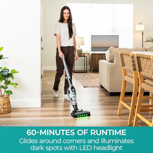 Image of Kenmore 200 Series DS2010 Cordless Stick Vacuum Lightweight Cleaner 2-Speed Power Suction LED Headlight 2-in-1 Handheld for Hardwood Floor, Carpet & Pet Hair