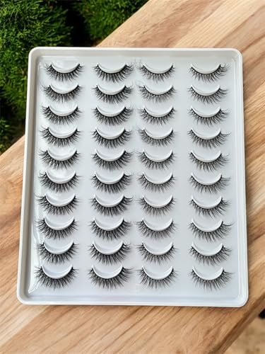 Image of Beauty False Eyelash For Women-Natural & Lightweight Faux Mink Fake Eyelashes /Long Lasting Eye Makeup Lash 5D / Soft & Comfortable Black Reusable Cat Eye Lashes -Fluttery & Wispy (Love 20)