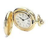 Charles Hubert Gold-Finish Scroll Design Pendant Watch Chain Necklace 28'