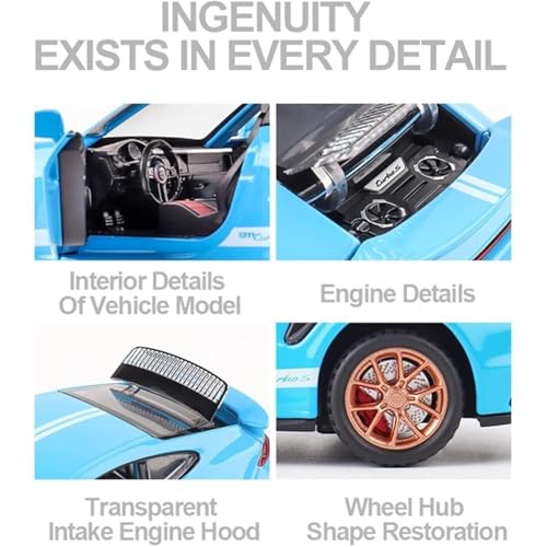 Image of WORSHIPER Compatible for 1:32 Porsche Carrera 911 Toy Car Model, Diecast Collectible Pull Back Model Car with Sound and Light, Toy Gift Vehicles for Adults Kids Boys Girls?Red?