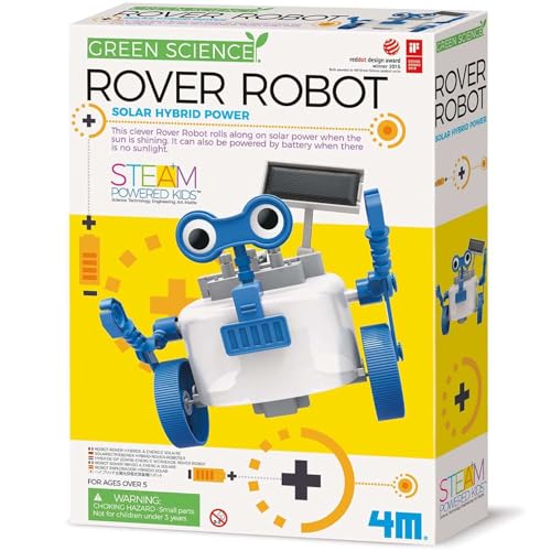 4M: Green Science: Rover Robot - DIY Robotics Assembly Kit, Solar & Battery Hybrid Power Rolling...