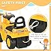HOMCOM Ride On Excavator Pull Cart, Kids Digger Ride on Truck with Horn, Under Seat Storage, Sit and Scoot Pretend Play Toy Construction Car for Ages 18M+