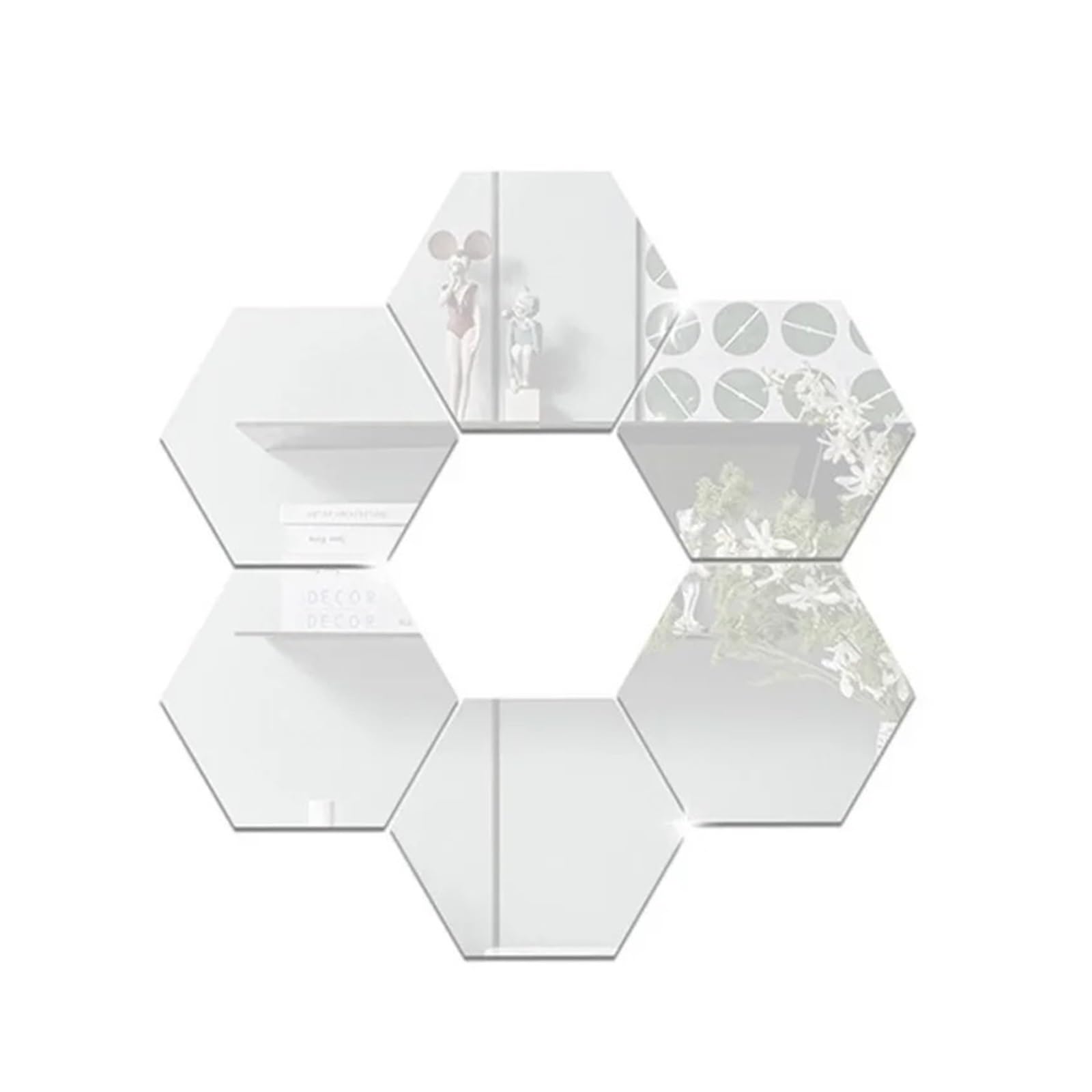 Hexagonal Mirror Wall Sticker Hexagon Mirror Wall Stickers Self Adhesive Removable Livingroom Bathroom Bedroom Wall Decoration Mirror Home Decoration(12pcs Silver,XL 150x130x75mm)