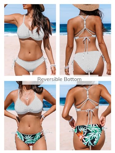 Image of CUPSHE Women's 2 Piece Bikini Set Back Braided Straps with Reversible Bottom