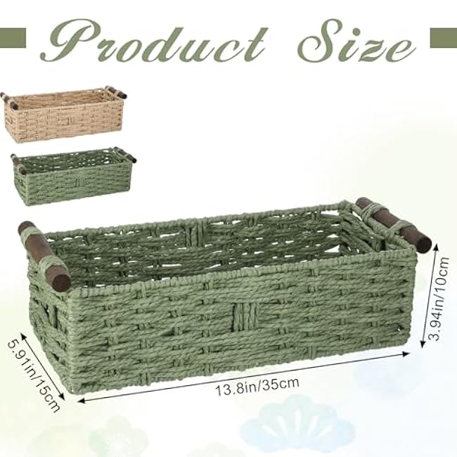 2 Pcs Toilet Paper Baskets for Organizing, Boho Decor Wicker Baskets Paper Rope Storage Handmade Foldable Large Storage Organizer Bins for Countertop Home Bedroom Livingroom Decor