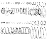 36 Pairs Gold Earrings Set for Women Girls, Fashion Pearl Chain Link Stud Drop Dangle Earrings Multi