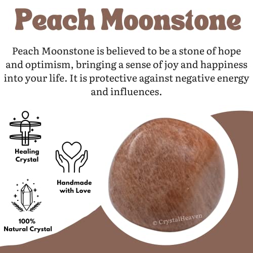 Image of Certified Peach Moonstone Crystal Healing Tumbled Stone, Natural Polished Crystals for DIY Crafts, Manifestation, Meditation, Pooja Feng Shui and Reiki Healing (30 Grams)