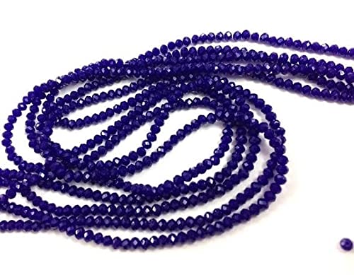 LKBEADS Niebieskie szafirowe fasetowane okrągłe szklane koraliki, kamień kwarcowy, szklany kamień, szklane fasetowane okrągłe koraliki, agat luźny kamień szlachetny, koraliki agatowe 3-4 mm