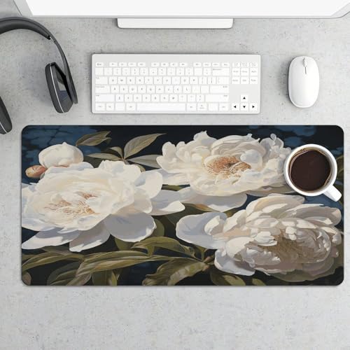 White Peony Desk Pad con base de goma 30x60cm miniatura 5