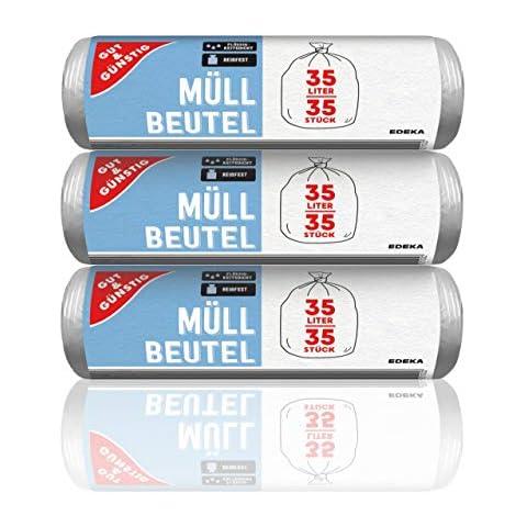 Gut & Günstig Müllbeutel 35L - 3er Pack - Reißfest & Flüssigkeitsdicht Cover