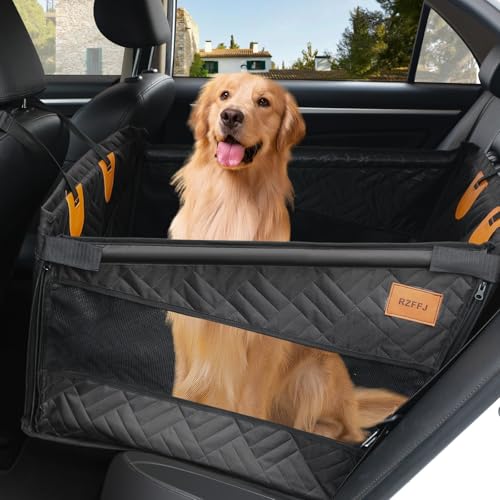 RZFFJ Medium Dog Car Hammock & Seat Cover - Back Seat Extender, Hard Bottom, Black