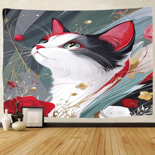 Couverture murale chat effet 3D en polyester souple grand format 180cm - 2